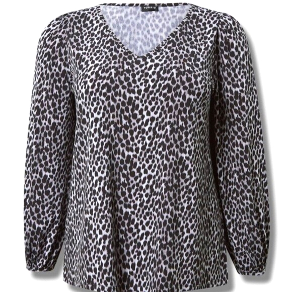 ❤️NWT VINTAGE TORRID TOP - CHEETAH ANIMAL PRINT BLOUSE - PUFF SLEEVE - PLUS SIZE - Picture 11 of 13
